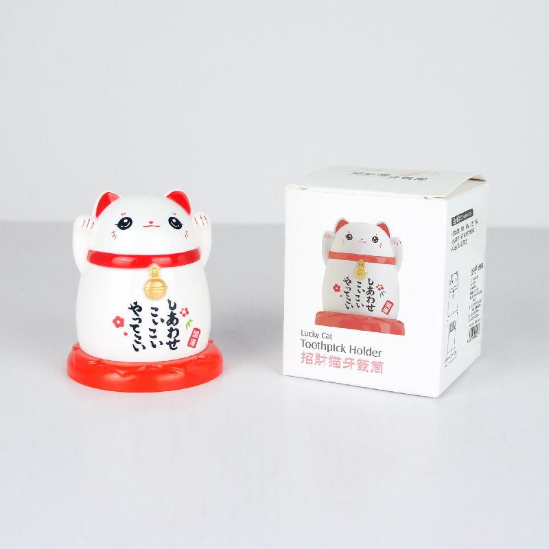 2pcs China Lucky Cat Toothpick Dispenser Box