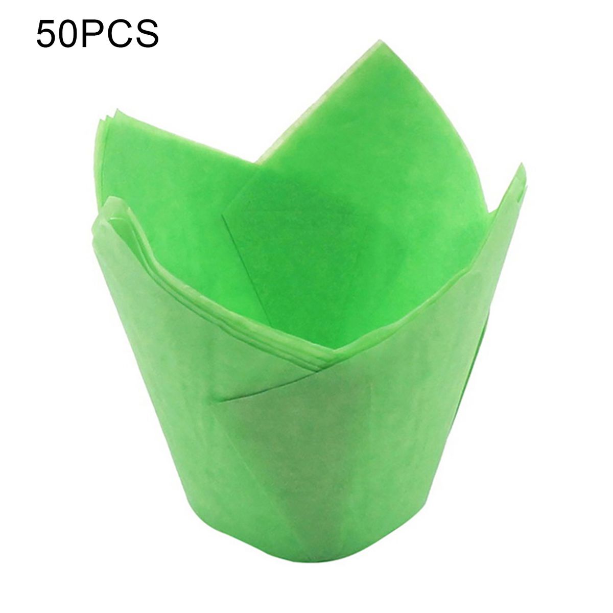 50Pcs Oil-proof Tulip Cake Cup Muffin Cupcake Liner-Green