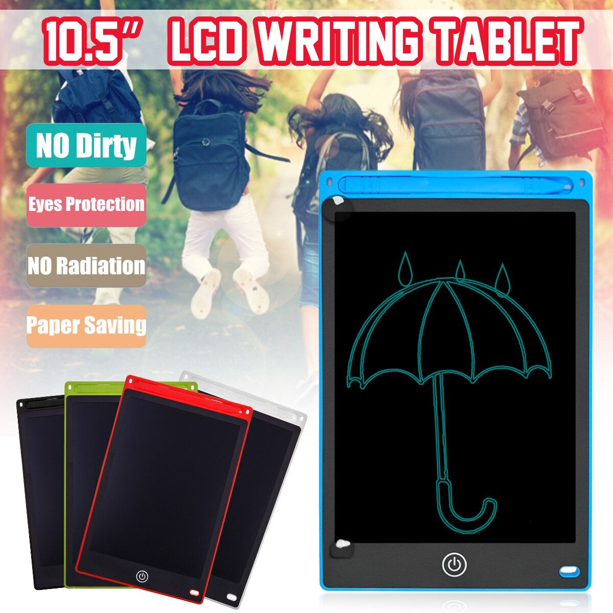 10.5'' LCD Tablet Drawing Writing Board Pad Kid Notepad E-Writer Digital Black