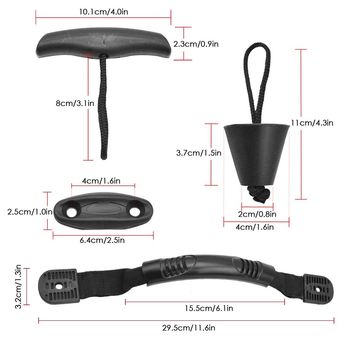 Kayak Carry Handles Drain Plugs Pull T-Handles Pad Eyes Kit for Kayak Canoe Boat