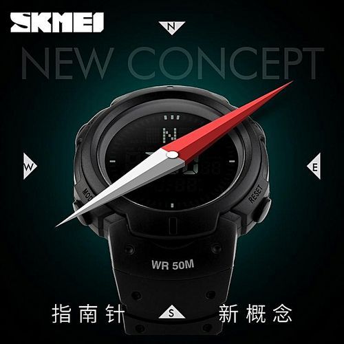 SKMEI 1231 SKMEI 1231 Outdoor Man Sports Compass Watches Hiking Digital LED Electronic Watch - Black
