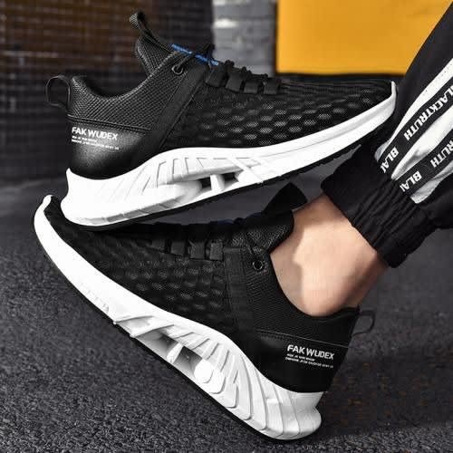 Men's Breathable Casual Sneakers - Black & White