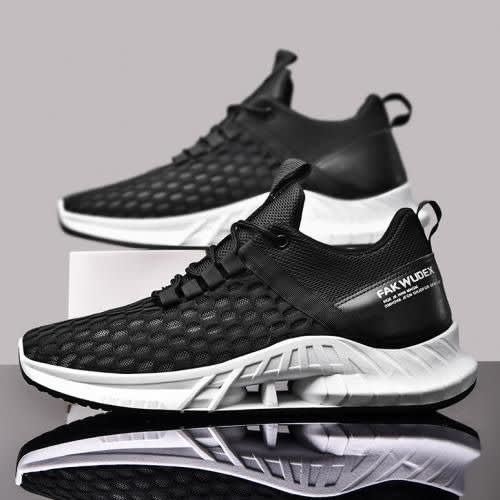 Men's Breathable Casual Sneakers - Black & White