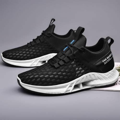 Men's Breathable Casual Sneakers - Black & White