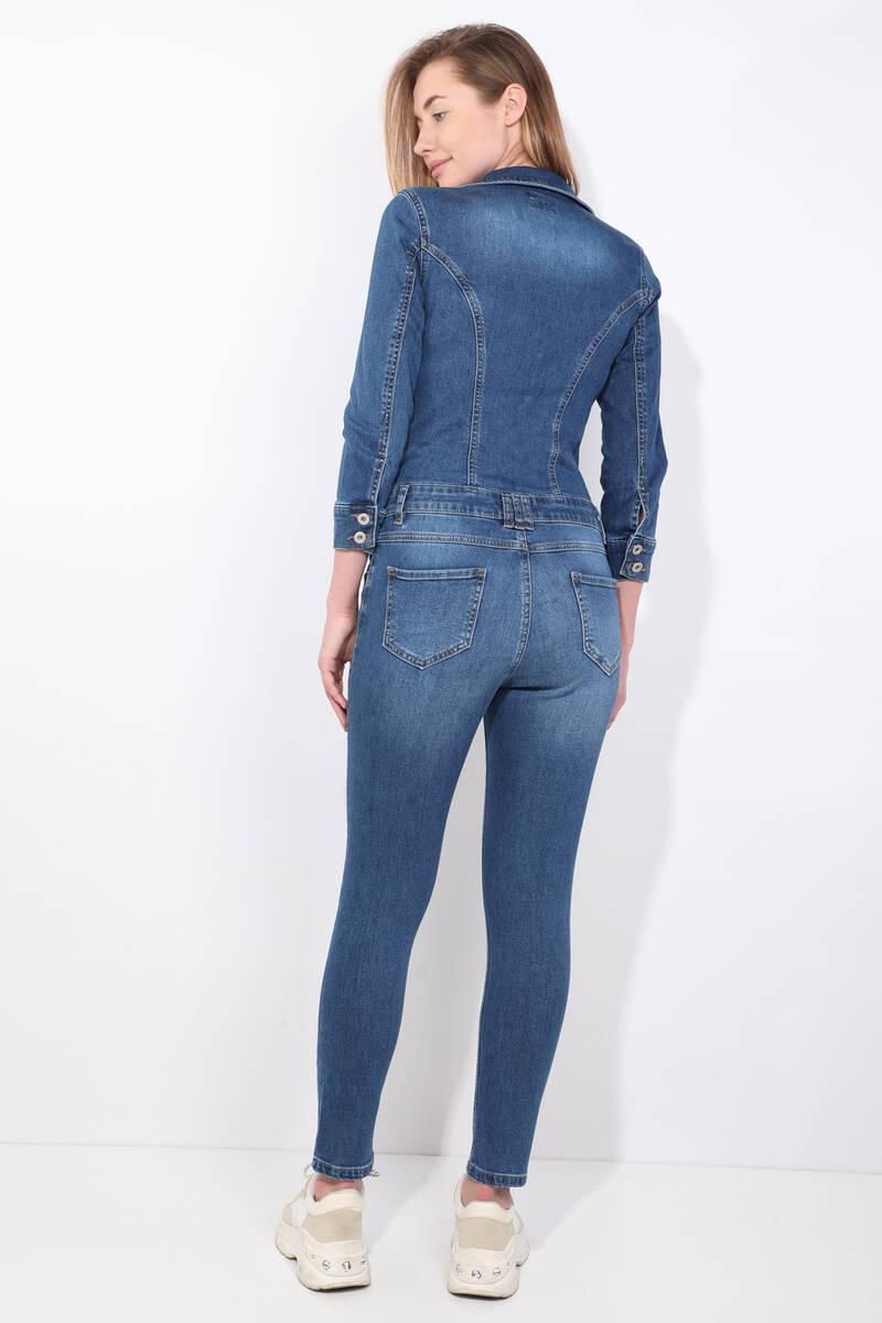 Women's Dark Blue Jean Jumpsuit Pants