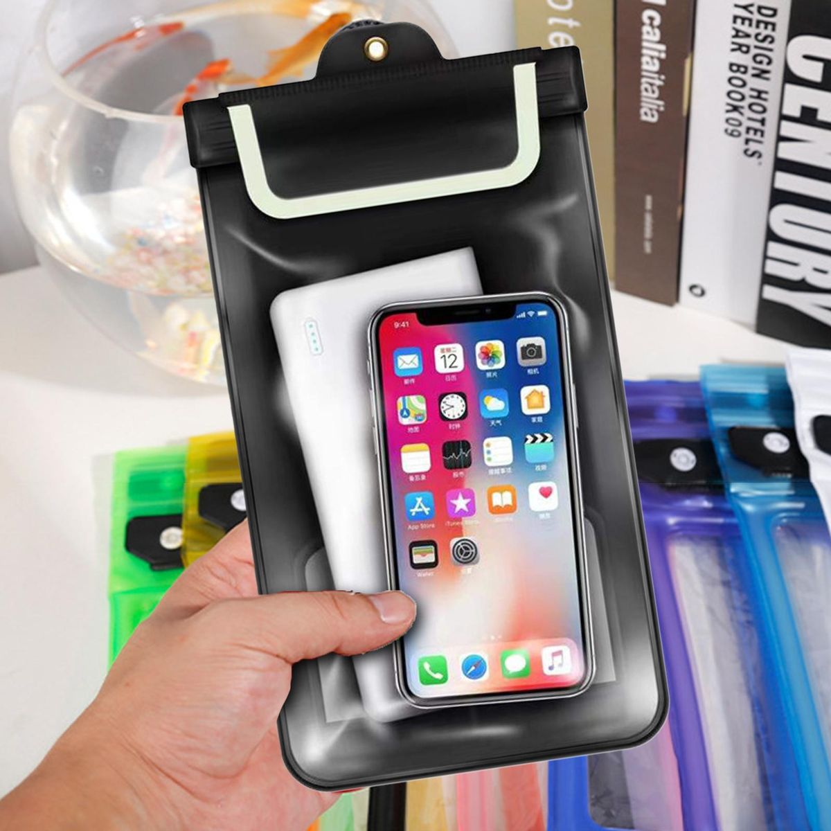 1 Set Phone Waterproof Bag Transparent Window Mobile Phone Bag Black1