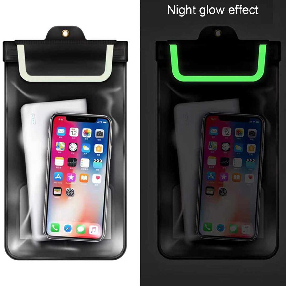 1 Set Phone Waterproof Bag Transparent Window Mobile Phone Bag Black1