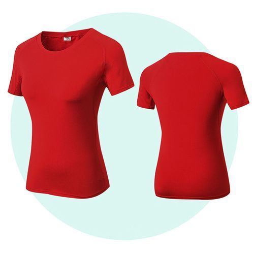 Women's Workout Running Yoga Fitness Short Sleeve Tops Sports T-Shirt（Red）