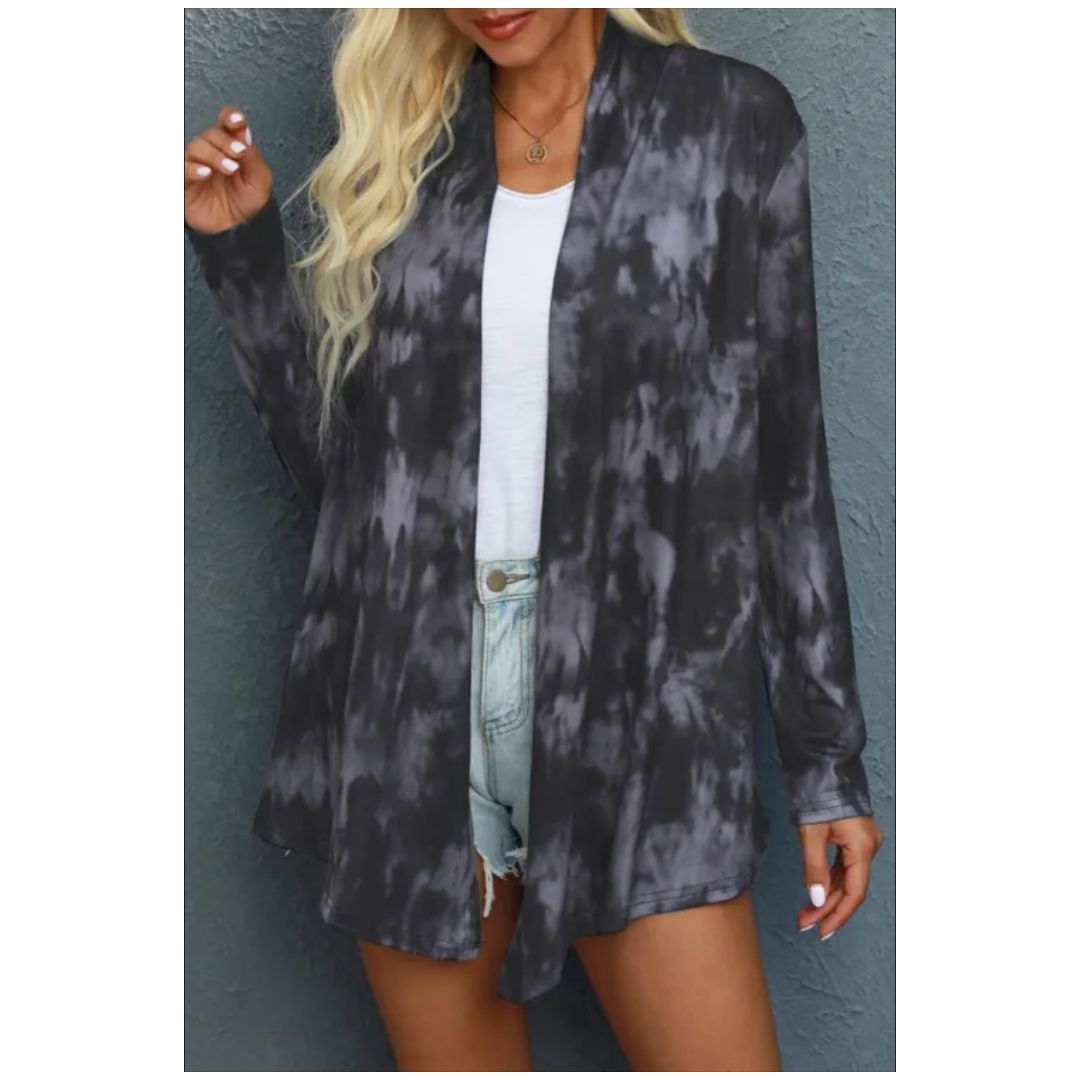 R Gray Tie Dye Cardigan