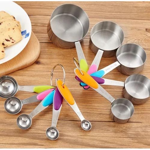 STAINLESS STEEL MEASURING CUPS AND  SPOONS SETS - 10 PIECES