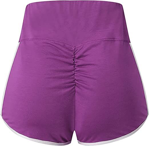 Women Gym High Waist Elastic Workout Short Stretch Yoga Purple