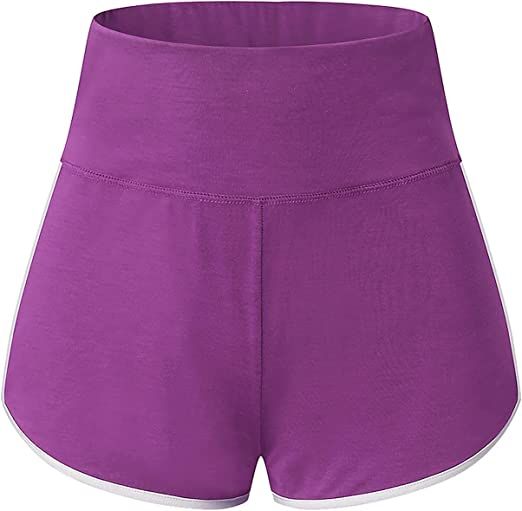 Women Gym High Waist Elastic Workout Short Stretch Yoga Purple