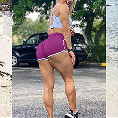 Women Gym High Waist Elastic Workout Short Stretch Yoga Purple