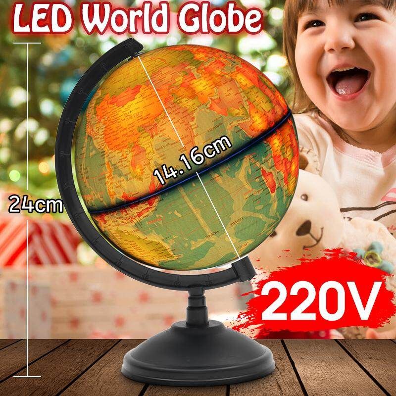 17CM LED World Globe Earth Map Rotating Stand Geography Kids Night Light