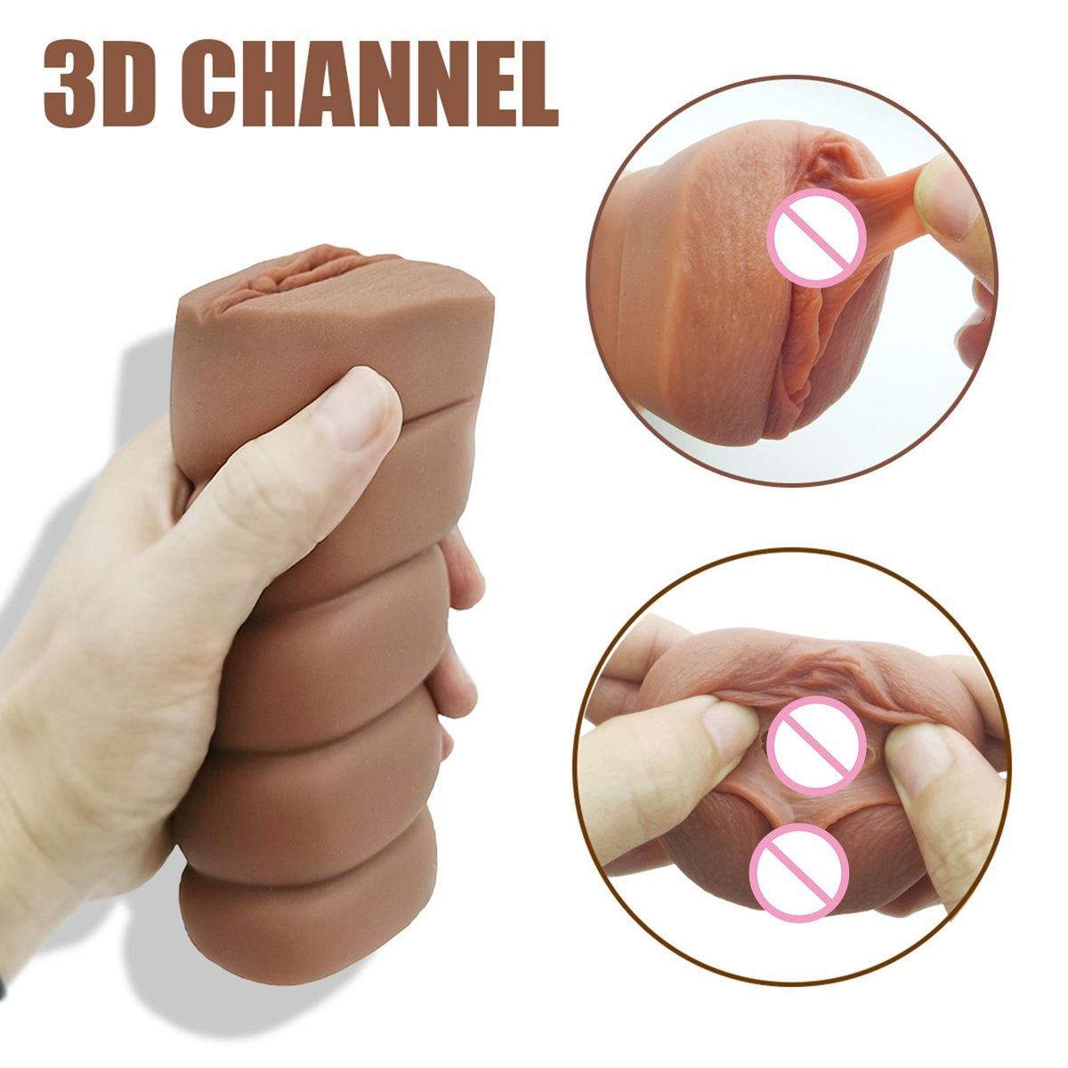Adults Realistic Inverted Mold 3D Channel Soft Elastic Artificial Skin Men's Masturbation Sexual Toys