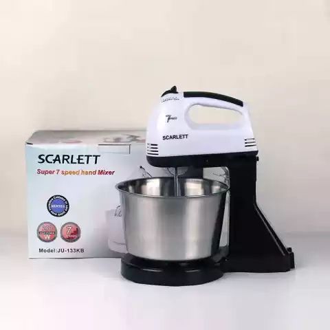 Scarlet 7 Speeds Dough Egg Cake Beater Hand Mixer With Bowl