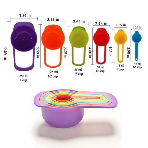 6pcs Colourful Measuring Cups/Spoon Set