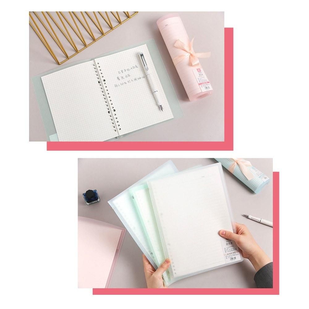Transparent A5 Refillable Notebook 20 Rings/Holes Loose Leaf Binder Flexible Waterproof PP Cover 30 Sheets Ruled Lined Paper Refillable Binder for Office Home School Students Supplies