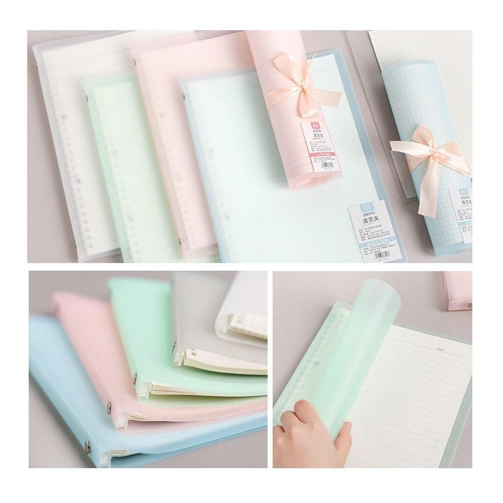 Transparent A5 Refillable Notebook 20 Rings/Holes Loose Leaf Binder Flexible Waterproof PP Cover 30 Sheets Ruled Lined Paper Refillable Binder for Office Home School Students Supplies