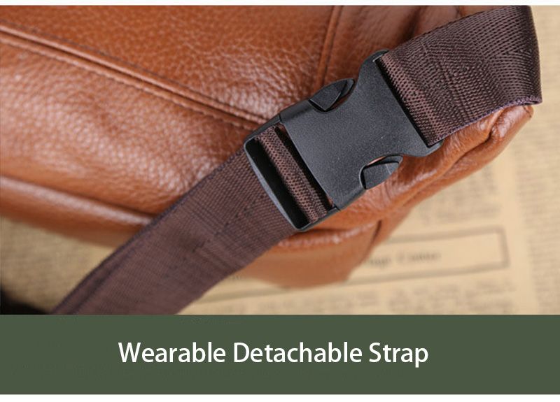 Genuine Leather Men's Fanny Pack Waist Bag For Men Large