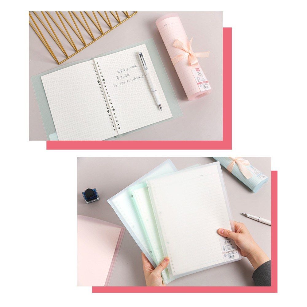 Transparent A5 Refillable Notebook 20 Rings/Holes Loose Leaf