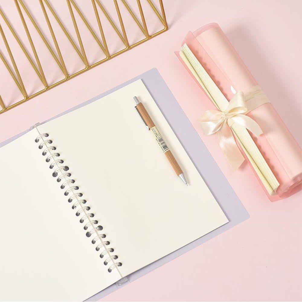 Transparent A5 Refillable Notebook 20 Rings/Holes Loose Leaf