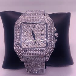 Iced Out Men’s Watch -Silver