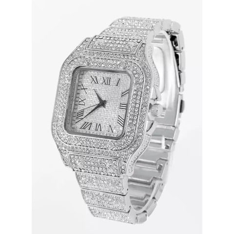 Iced Out Men’s Watch -Silver