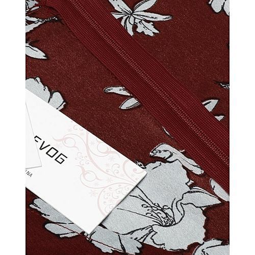 Women Casual Sleeveless Floral V Neck Flared Sexy Dress-Wine Red