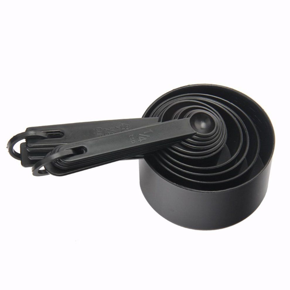 10Pcs Black Plastic Measuring Spoons Cups Set Tools For Baking Coffee Tea