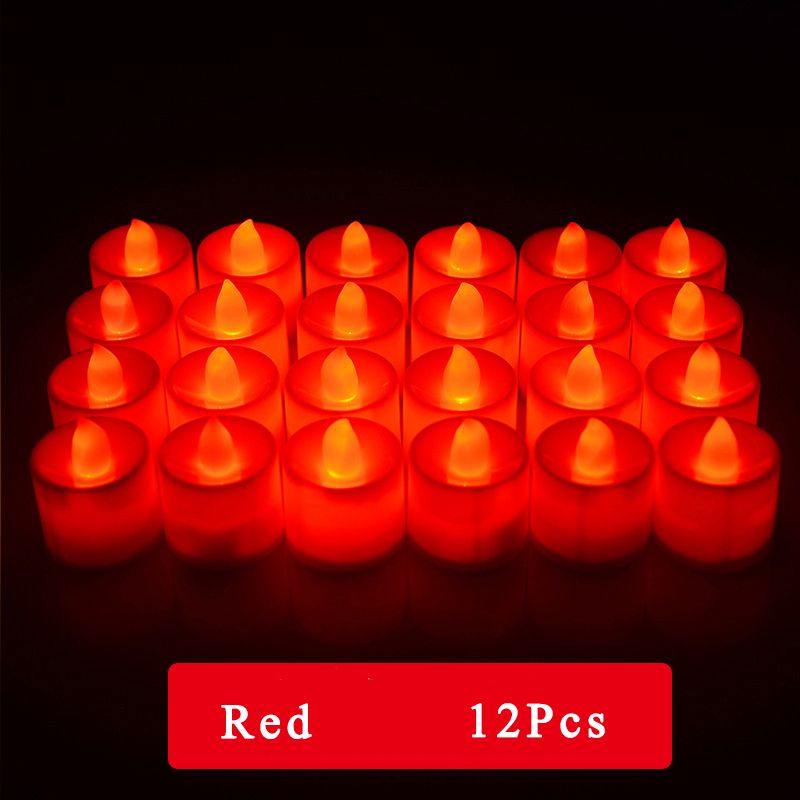 12Pcs Electronic LED Tea Light Candles-Red