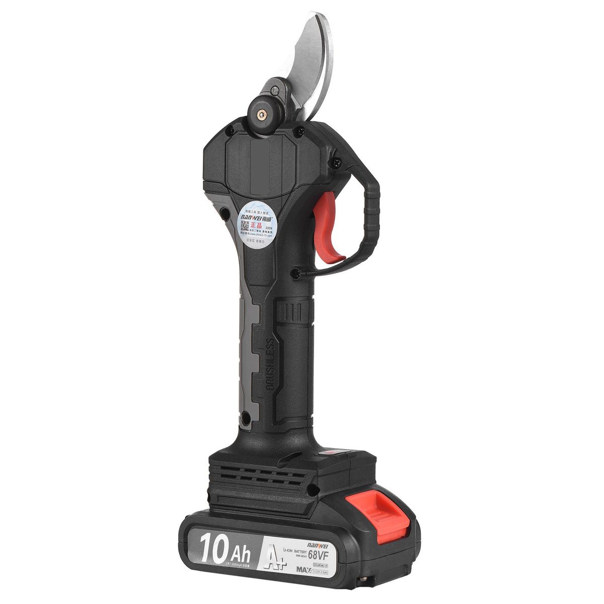 21V Brushless Cordless Electric Pruning Shears Rechargeable 10Ah Lithium Battery Powered Tree Branch Pruner Garden Clippers 30mm Cutting Diameter with Replacement Blade 2000mAh