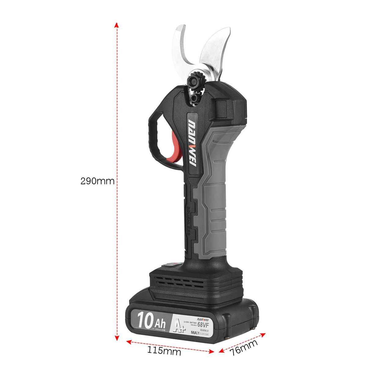 21V Brushless Cordless Electric Pruning Shears Rechargeable 10Ah Lithium Battery Powered Tree Branch Pruner Garden Clippers 30mm Cutting Diameter with Replacement Blade 2000mAh