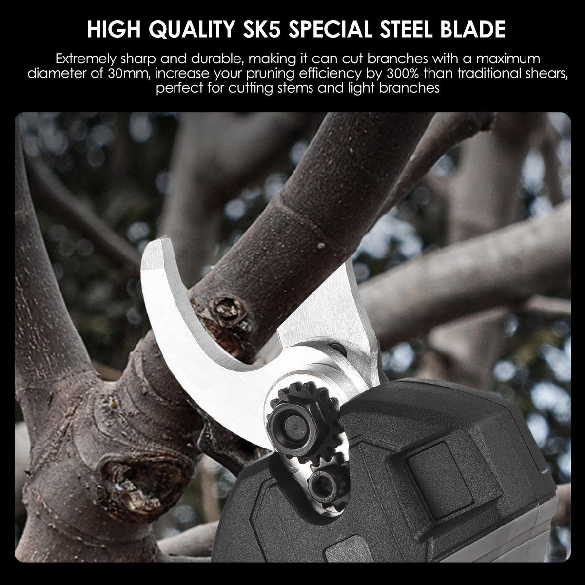 21V Brushless Cordless Electric Pruning Shears Rechargeable 10Ah Lithium Battery Powered Tree Branch Pruner Garden Clippers 30mm Cutting Diameter with Replacement Blade 2000mAh