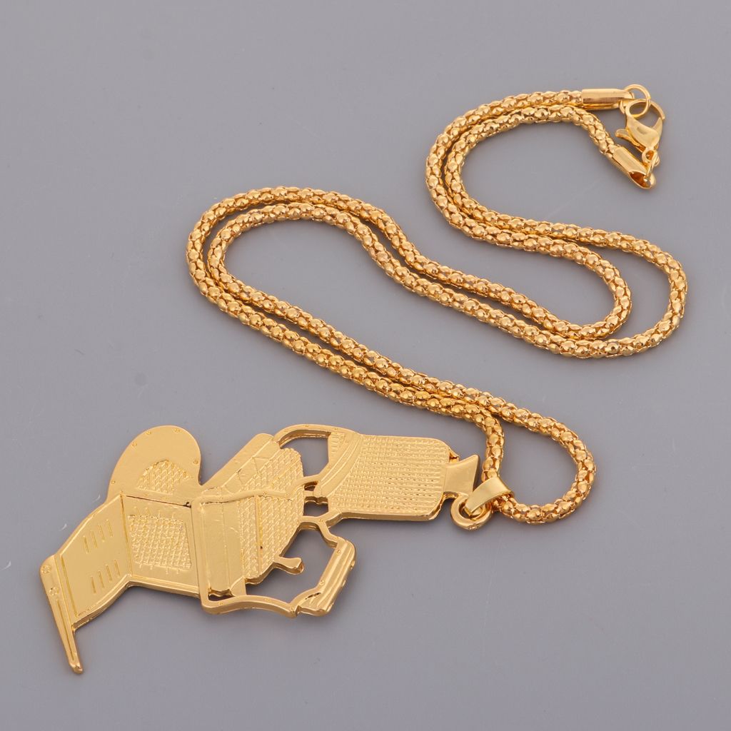 Premium Golden Alloy Car Barber Chair Pendant Necklace Adjustable Seat