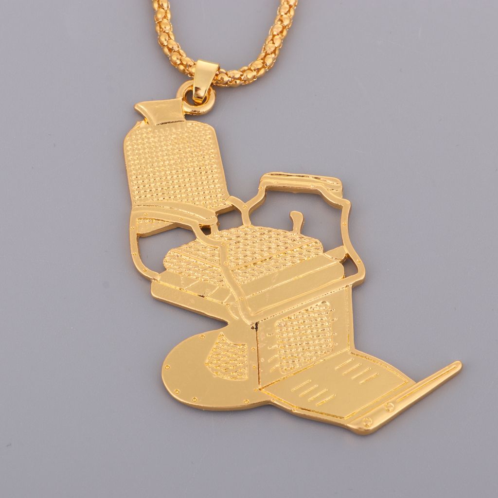 Premium Golden Alloy Car Barber Chair Pendant Necklace Adjustable Seat