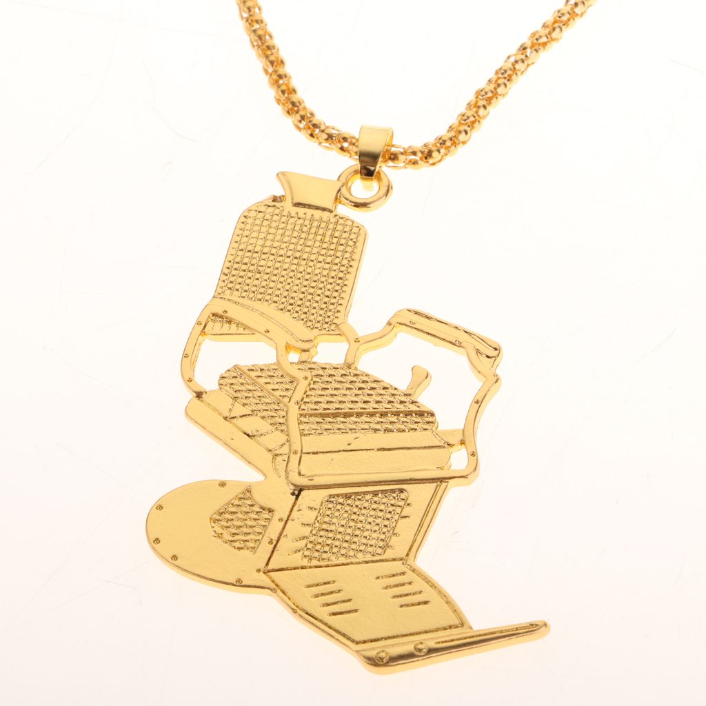 Premium Golden Alloy Car Barber Chair Pendant Necklace Adjustable Seat