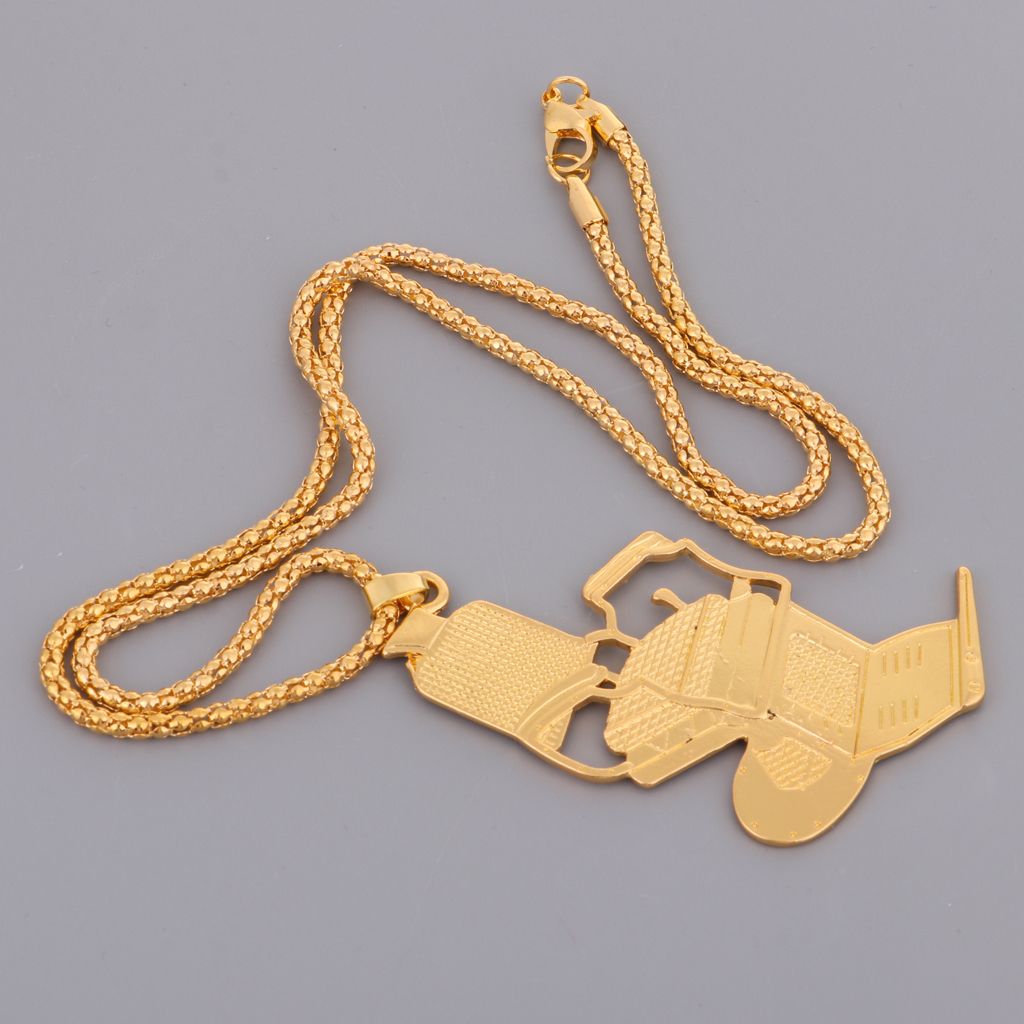 Premium Golden Alloy Car Barber Chair Pendant Necklace Adjustable Seat