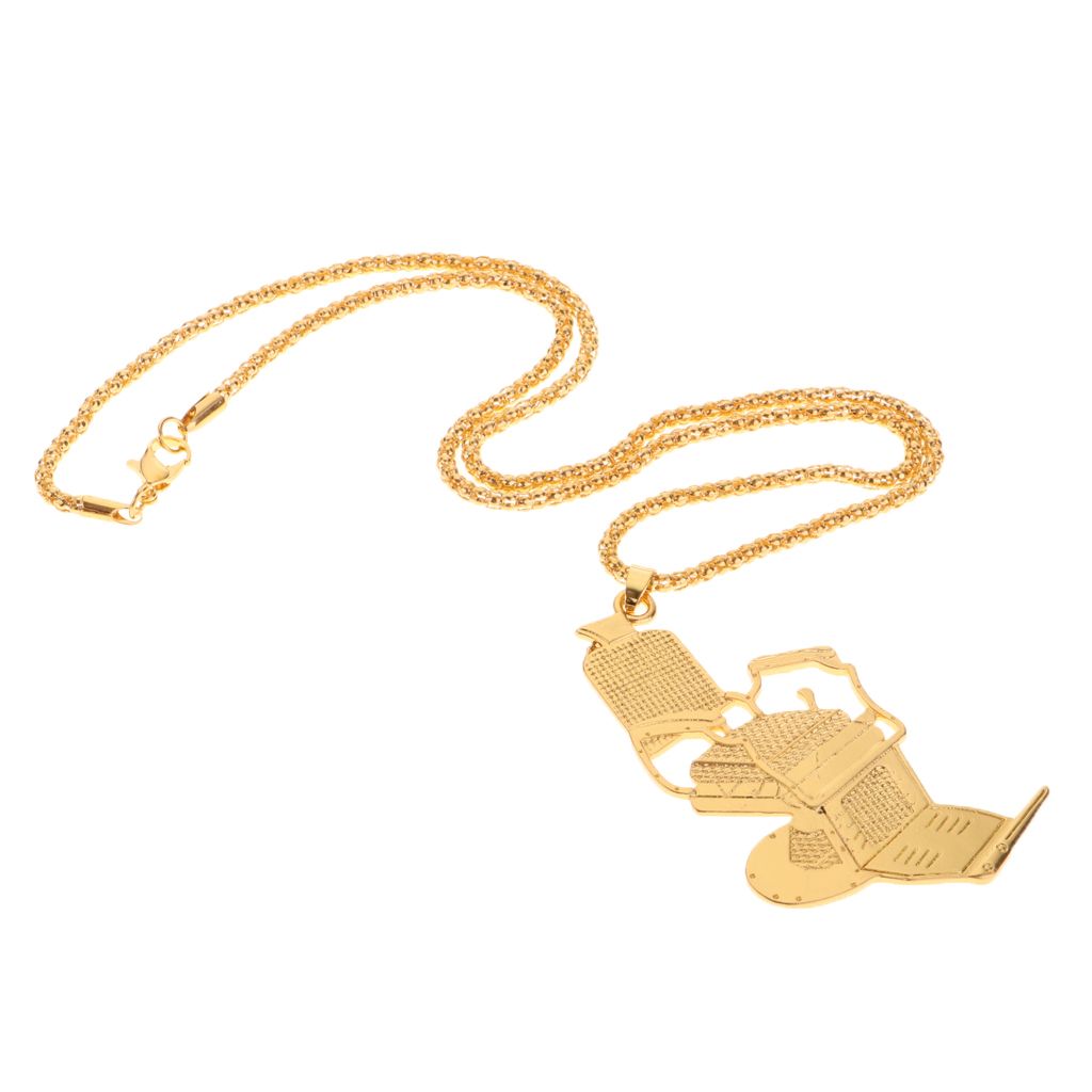 Premium Golden Alloy Car Barber Chair Pendant Necklace Adjustable Seat