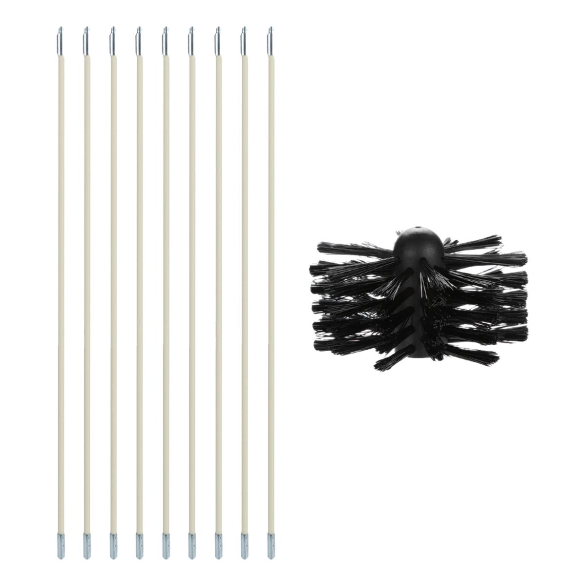Chimney Cleaning Brush Kit 9PCS Poles With Nylon Brush Head