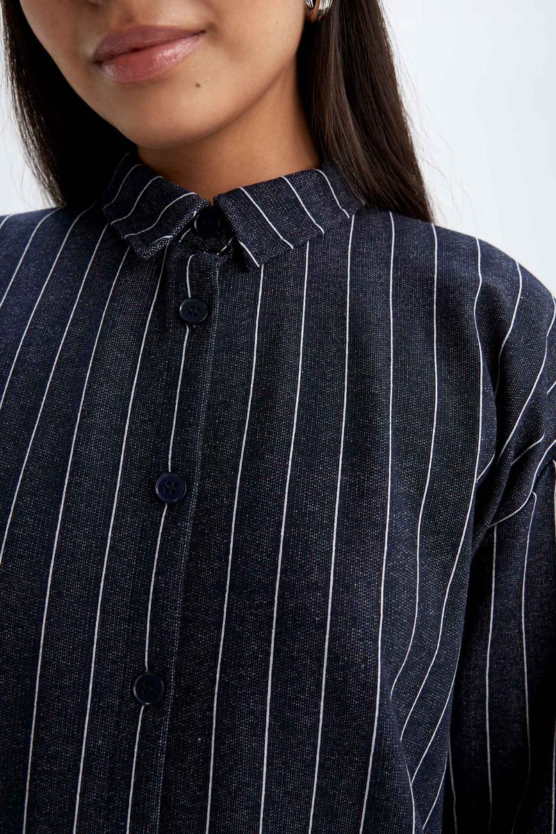 Woman Regular Fit Knitted Long Sleeve Tunic - Navy
