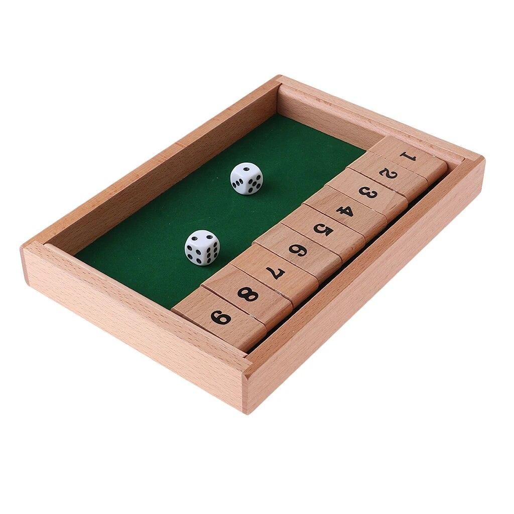 Wood Shut the Box Game Handmade Wooden 9 Numbers with 2 Dice Vintage Games