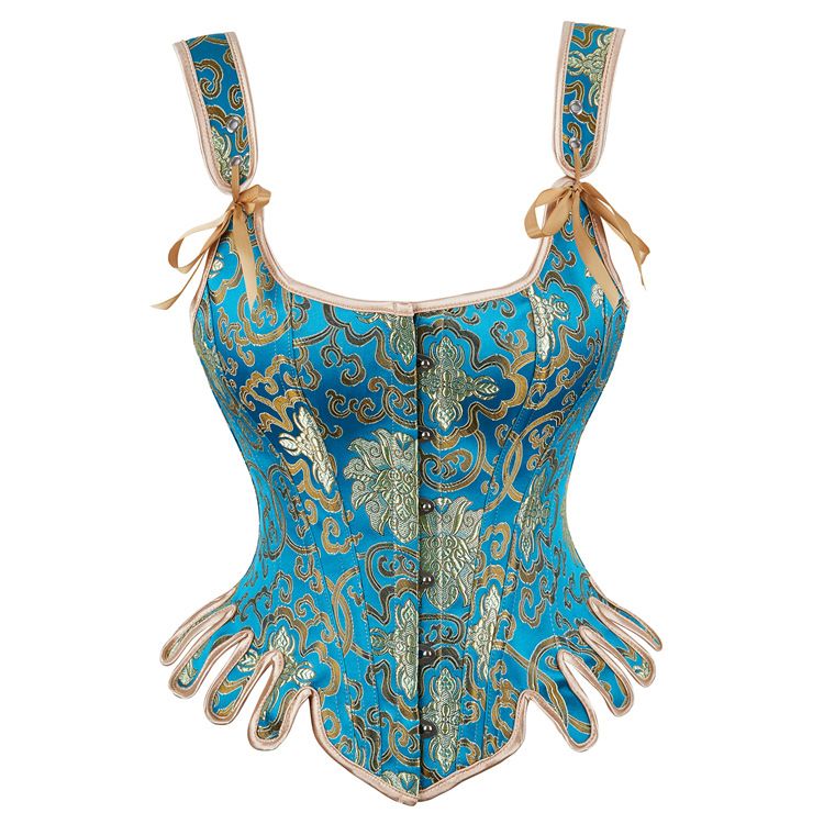 Corset Vintage Steel Bone Court Bone Corset-Blue
