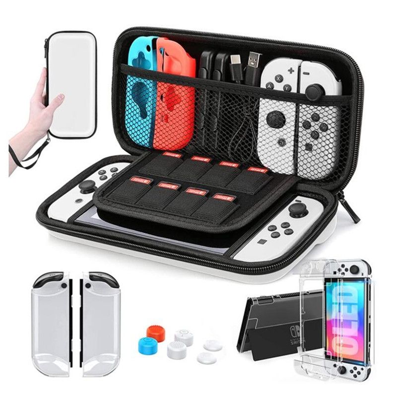 Game Console Storage Bag Set Storage Bag+Crystal Case+er Capx6+Tempered Film