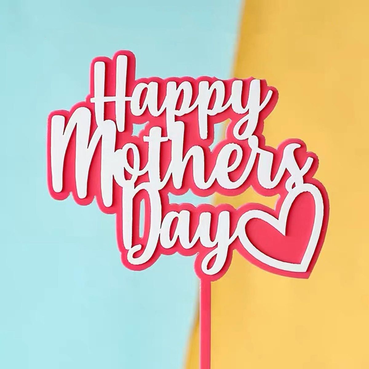 2Pcs Cupcake Topper Letter Design Cake Topper Mothers Day Decoration