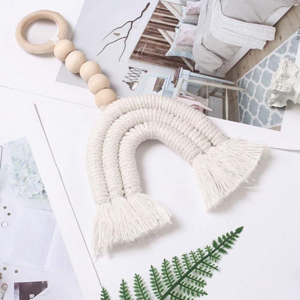 2 Pcs Wooden Beads Garland Tassel Rainbow for Nursery Kids