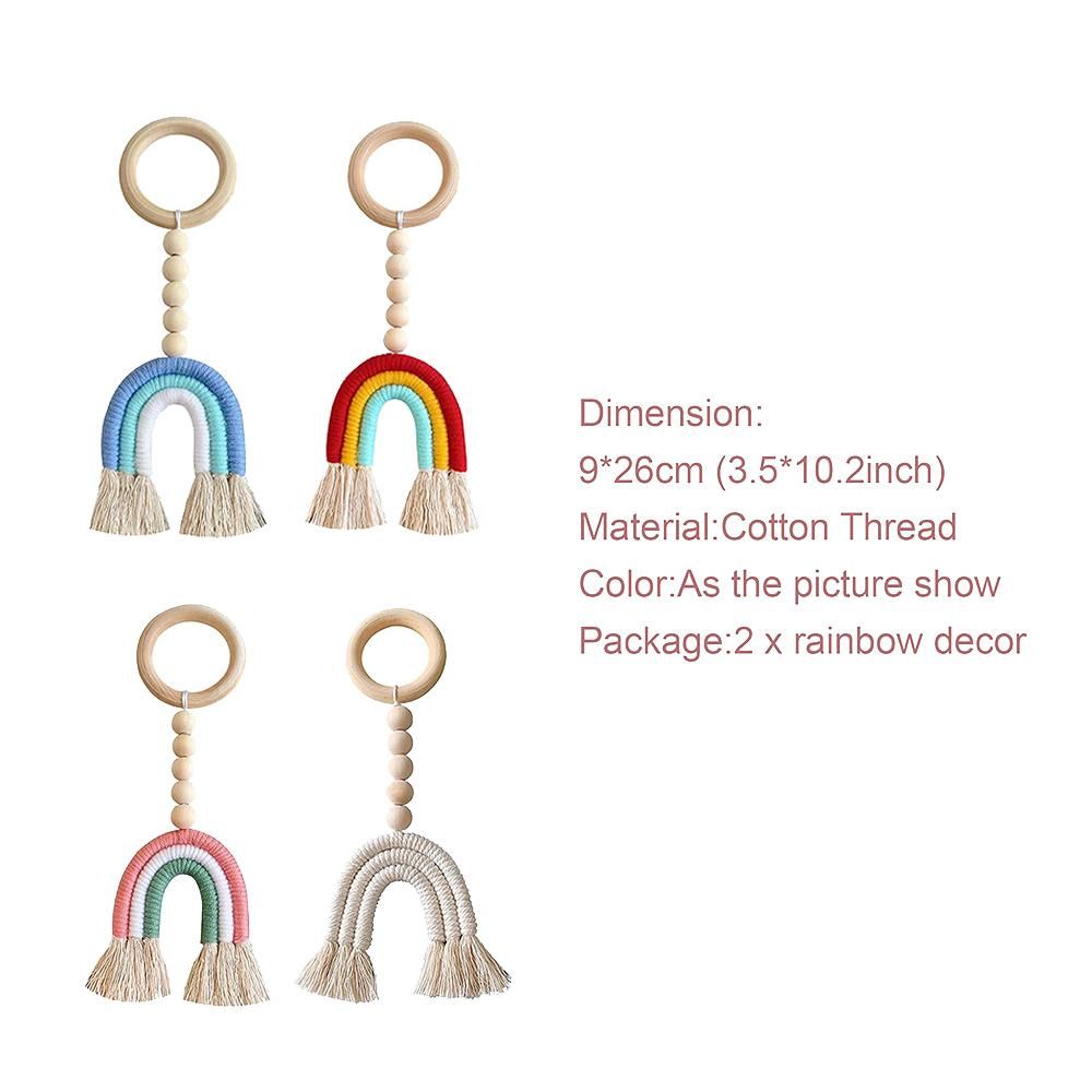 2 Pcs Wooden Beads Garland Tassel Rainbow for Nursery Kids