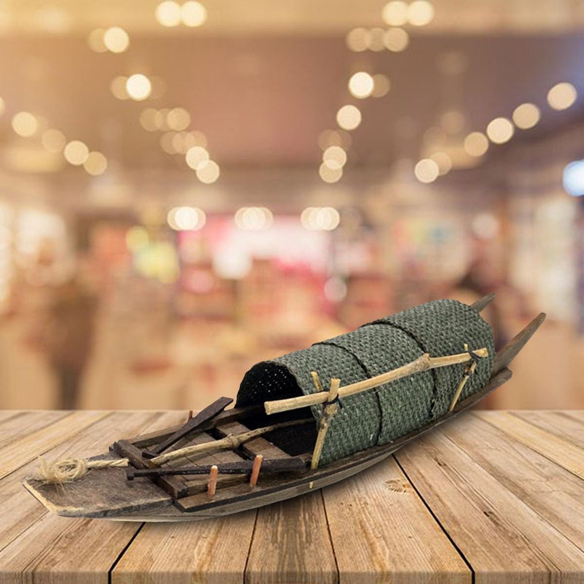 Antique Wooden Miniature Canoe Nautical Ship Sailing Boat Tunnel Shed