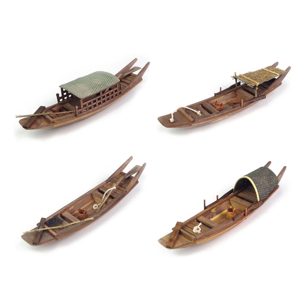 Antique Wooden Miniature Canoe Nautical Ship Sailing Boat Tunnel Shed