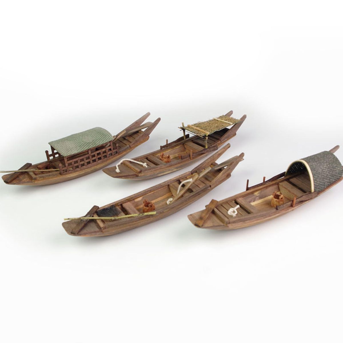 Antique Wooden Miniature Canoe Nautical Ship Sailing Boat Tunnel Shed